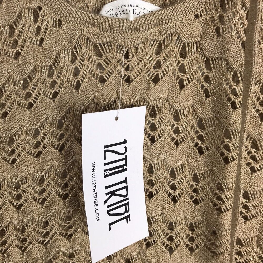 12th Tribe Tan Crochet Mini Dress - Picture 7 of 8